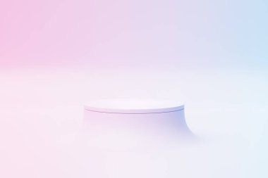 3d illustration of a  circle podium stand on the background of a geometric composition. 3d rendering. Minimalism geometry background