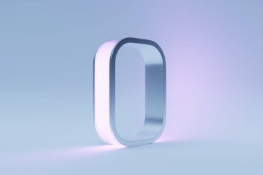 Mavi arka planda soyut şekil, üç boyutlu illüstrasyon. Pürüzsüz 3d biçimlendirme 