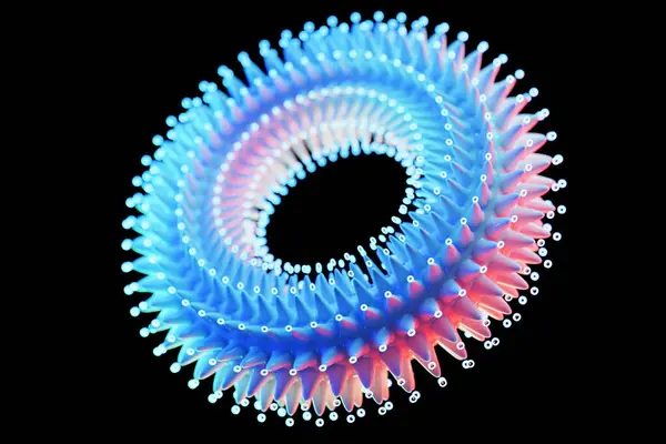 Geometric Element Shape Pink Blue Torus Realistick Ring Tor Set — Stock Photo, Image