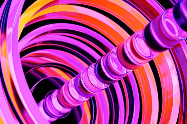 Illustration Illusion Rose Fluo Bleue Formes Abstraites Isométriques Formes Colorées — Photo