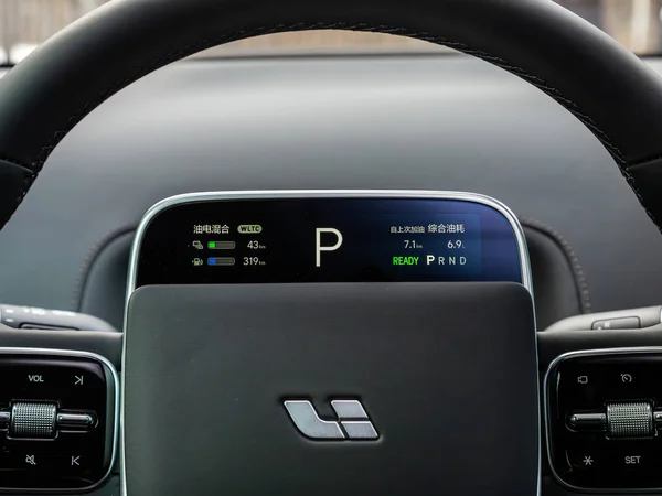 Novosibirsk Russia December 2023 Car Panel Digital Bright Speedometer Odometer — Stock Photo, Image