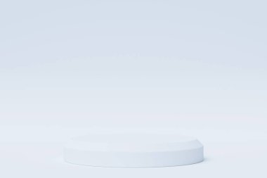 Beyaz gerçekçi 3d silindir kaide podyumu. Soyut canlandırma geometrik platformu. Ürün sunumu. En küçük sahne.