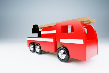 3d illustration of a red firefighter car emergency vehicle on a  white   background