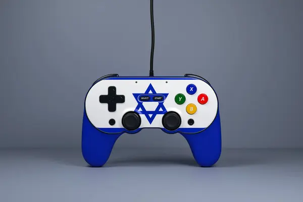 Illustrasjon Joystick Gamepad Spillkonsoll Eller Spillkontroller Med Fargene Til Israels – stockfoto