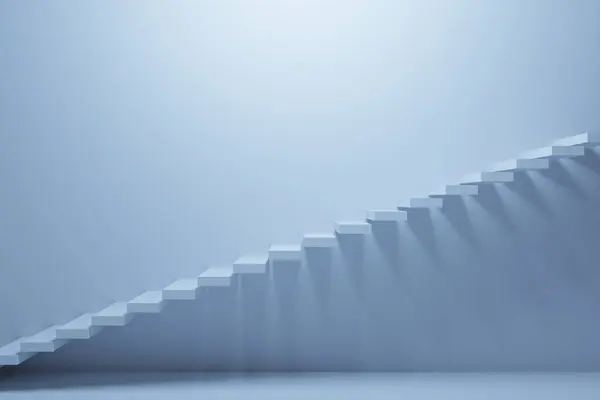 Illustration Blue Ascending Staircase Goes Empty Room Business Growth Progress — Stock Photo, Image