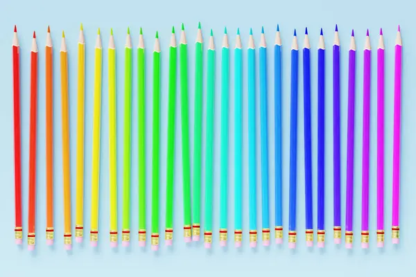 Colored Pencils Highlighting Coloring White Isolated Background Illustration Stationery — Fotografia de Stock