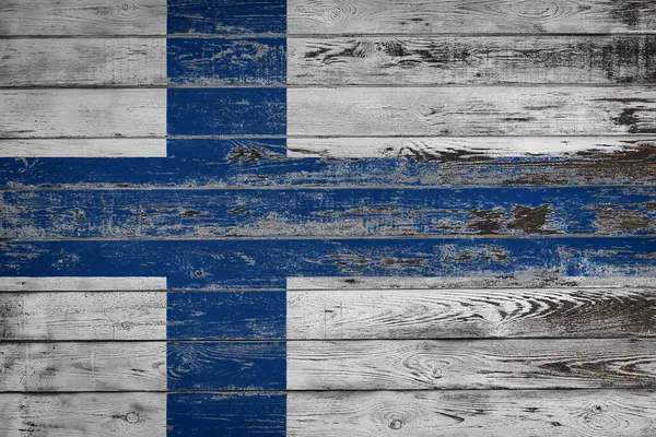 National Flag Finland Painted Uneven Wooden Boards Country Symbol — Stock Photo, Image