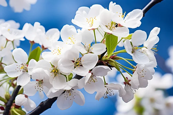 Spring flowers of cherry or apple fruit trees , generative ai