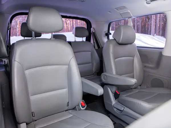 Novosibirsk Russia February 2024 Hyundai Staria Family Car Interior Three — Stock Photo, Image