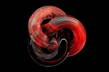 3 boyutlu illüstrasyon, çiçek şeklindeki neon illüzyon, izometrik soyut şekiller, iç içe geçmiş renkli şekiller.