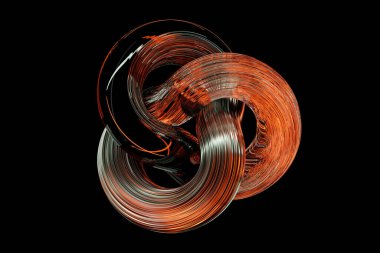 3d 3D illustration, neon illusion isometric abstract shapes colorful shapes intertwined