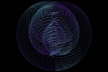 Soyut gökkuşağı neon ışıklı çizgi desenleri. Renkli neon ışıklı şekillerin koyu arkaplanı