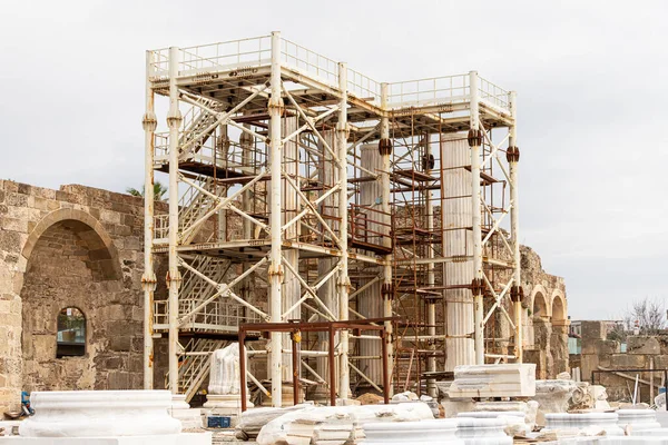 Reconstrucción Antiguo Edificio Ciudad Side Construcción Forma Tobogán Para Elevar —  Fotos de Stock