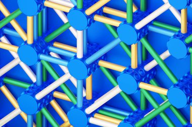 Plastik renkli şekiller. Soyut geometrik bileşim. Modern moda tasarım. 3B resimleme