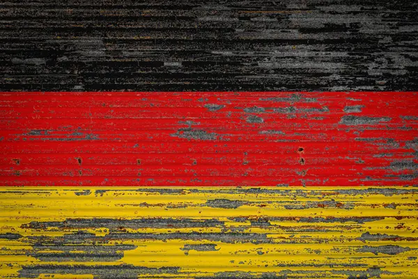 Close Parede Metal Velho Com Bandeira Nacional Alemanha Conceito Alemanha — Fotografia de Stock