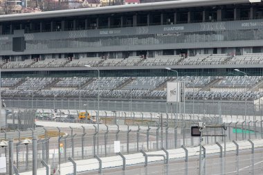 Sochi, Rusya 1 Ocak 2024: Formula-1 yarış pistinin görüntüsü. Yarışmalar için dairesel rota Formula I olimpiyat alanı etrafında 