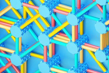 3 boyutlu illüstrasyon, dışbükey bağlayıcıların ve kayışların karmaşık geometrik deseni