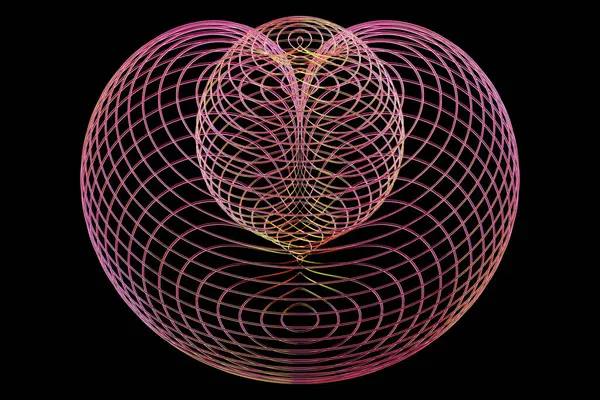 Soyut gökkuşağı neon ışıklı çizgi desenleri. Renkli neon ışıklı şekillerin koyu arkaplanı