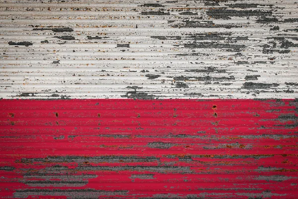 Close Parede Metal Velho Com Bandeira Nacional Polônia Conceito Polónia — Fotografia de Stock