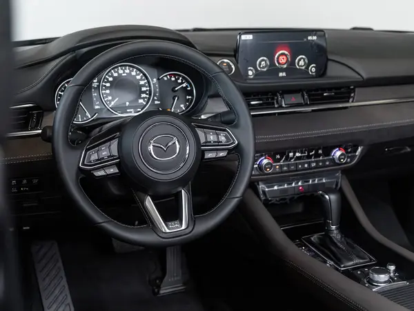 Novosibirsk Russia February 2024 Mazda Atenza Car Interior Steering Wheel — Stock Photo, Image