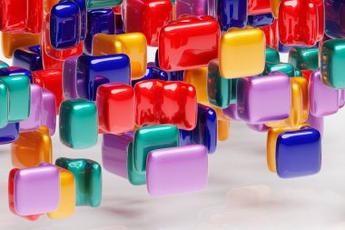 Soyut çok renkli şekillerin 3 boyutlu görüntülemesi