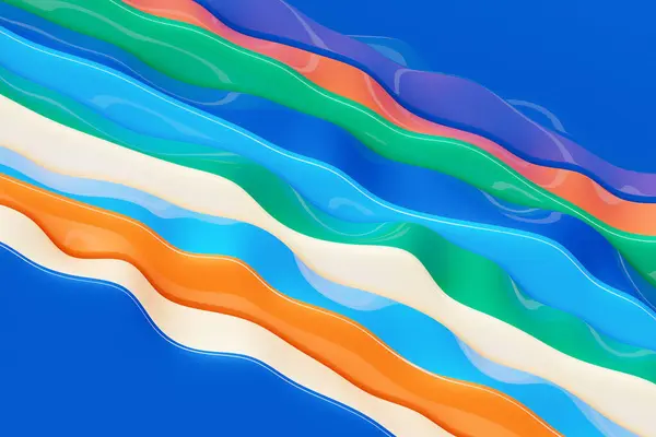 Візуалізація Абстрактні Барвисті Хвильові Лінії Синьому Фоні Креативні Шпалери — стокове фото