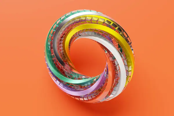 Futurista Neon Colorido Toro Donut Renderização Forma Geometria Toro Fundo — Fotografia de Stock
