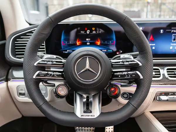 Novosibirsk Rusland Februari 2024 Mercedes Benz Gle Details Cockpit Interieur — Stockfoto