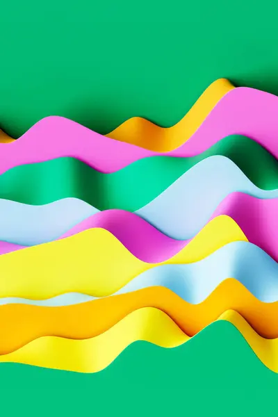 Renderizado Líneas Onda Colores Abstractos Sobre Fondo Verde Fondos Pantalla —  Fotos de Stock
