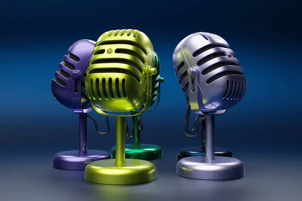 Meerkleurige Microfoons Vorm Van Een Bloem Zwarte Achtergrond — Stockfoto