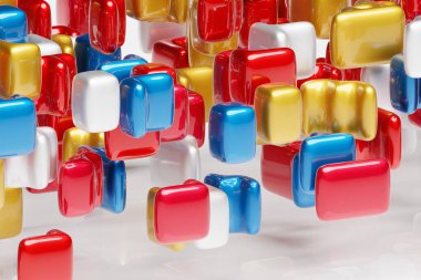 Soyut çok renkli şekillerin 3 boyutlu görüntülemesi