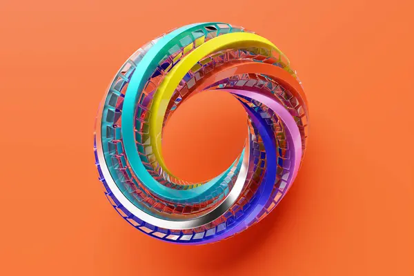 3D rendering,  torus geometry shape on  orange background