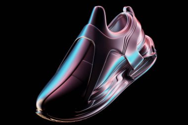 Colorful sneakers  on the sole. The concept of bright fashionable sneakers, 3D rendering.