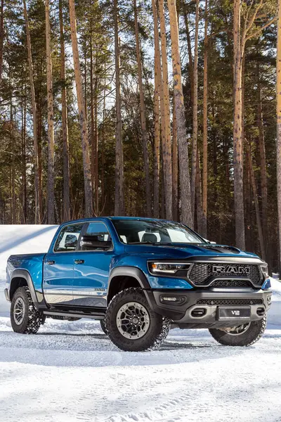 Novosibirsk Russia March 2024 Blue Dodge Ram Trx Front View — Stock Photo, Image