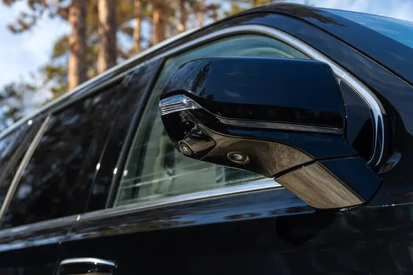 Novosibirsk Russia March 2024 Black Cadillac Escalade Side Mirror Black — Stock Photo, Image