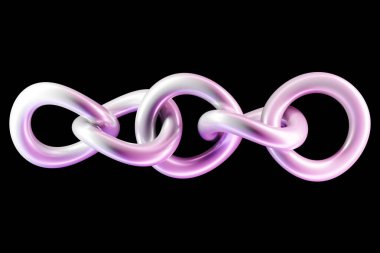 Siyah arkaplanda 3D Gerçekçi pembe zincir