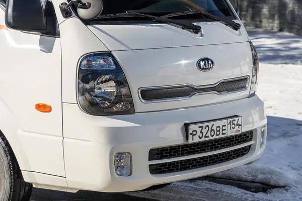 Novosibirsk Russia March 2024 White Kia Bongo Car Clear Light — Stock Photo, Image