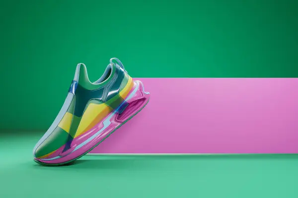 Bright Sports Unisex Sneakers Colorful Canvas High Soles Illustration — Fotografie, imagine de stoc