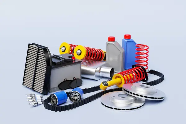 Illustration Auto Parts Car Shock Absorber Oil Canister Fuel Air — Foto de Stock