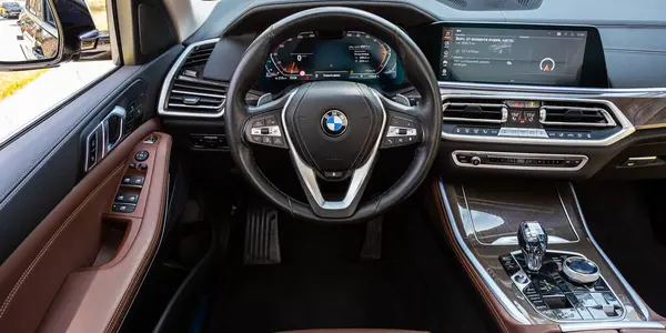 stock image Novosibirsk, Russia -  May 15, 2024:  BMW X5, Interior of new modern SUV car with automatic transmission, dashboar