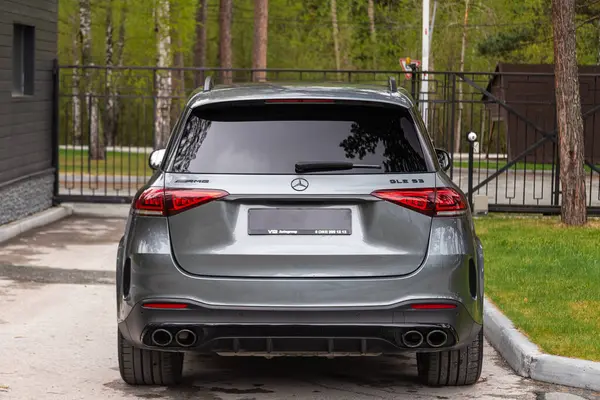 stock image Novosibirsk, Russia -  June 01, 2024:  gray Mercedes-Benz GLE  AMG 63 parked of a city. No other car and people. 