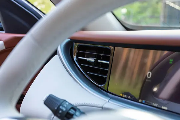 stock image Novosibirsk, Russia -  July 10, 2024: Voyah Free, close up deflector,  car ventilation system. Car air conditioner 