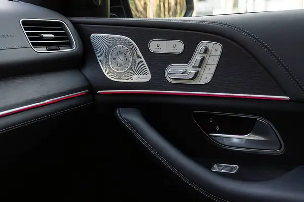 stock image Novosibirsk, Russia -  July 10, 2024: Mercedes GLS ,  Interior of modern car. Side door buttons: window, mirror adjustment buttons, door lock. Car inside.