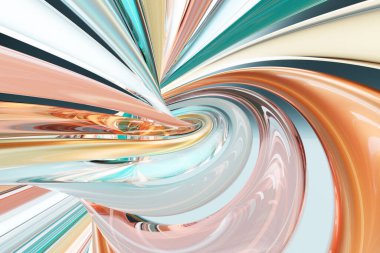 Renkli geometrik şekilli soyut poster tasarımı. Üç boyutlu çizgiler. 3D illüstrasyon, posterler, el ilanları ve afişler için şablon.