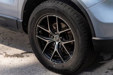 Novosibirsk, Russia -  August  05, 2024: Honda CRV, close-up of the bumper, alloy wheel, car detailing, wheel clipart