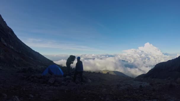 Montañistas Ascendiendo Volcán Citlaltepetl Cara Norte — Vídeos de Stock