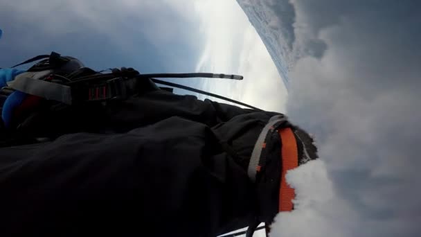 Montañista Caminando Sobre Glaciar Pico Orizaba México — Vídeos de Stock