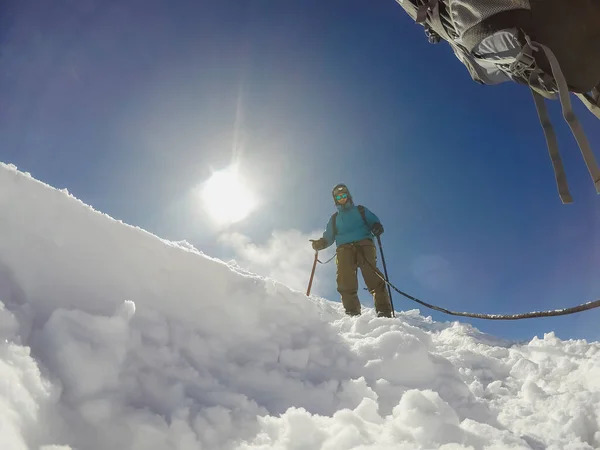 Escalada Alpinista Invierno Paisaje Pico Orizaba Mexico — Foto de Stock