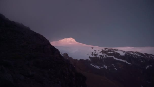 Utsikt Över Tillflykten Vulkanen Cayambe Ecoador Högkvalitativ Film — Stockvideo