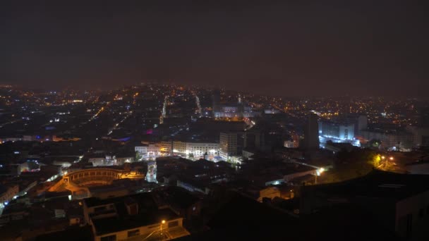 Ulusal Oyların Bazilikasının Gece Görüşü Quito Ekvador — Stok video